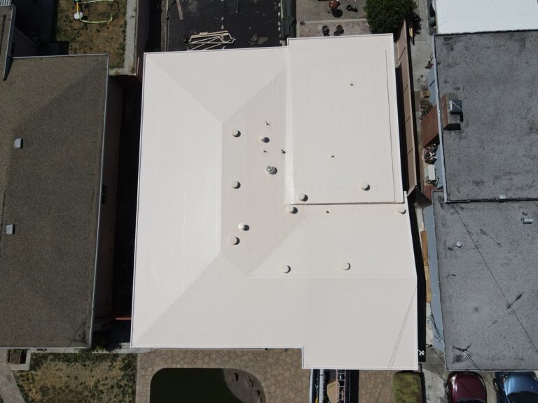 A newly install roofing can be seen from above