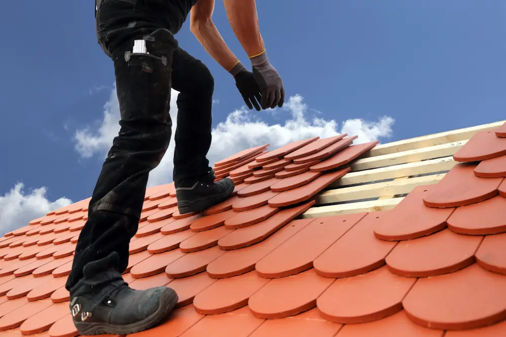 A unique roof style design is being installed