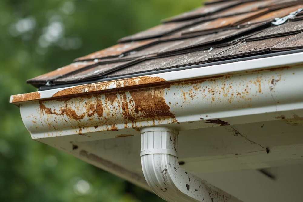 Stained House Gutters